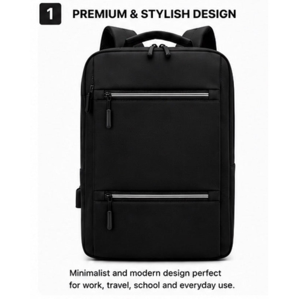 Laptop Backpack with USB Charging - Picture 2 of 5